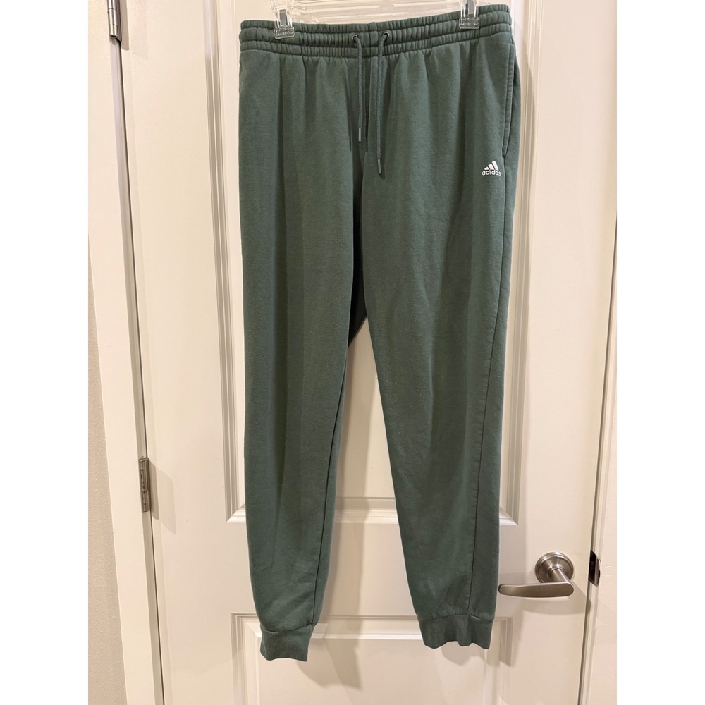 Adidas Mens Sage‎ Green Fleece Jogger Sweatpants Tapered Activewear Pants Medium